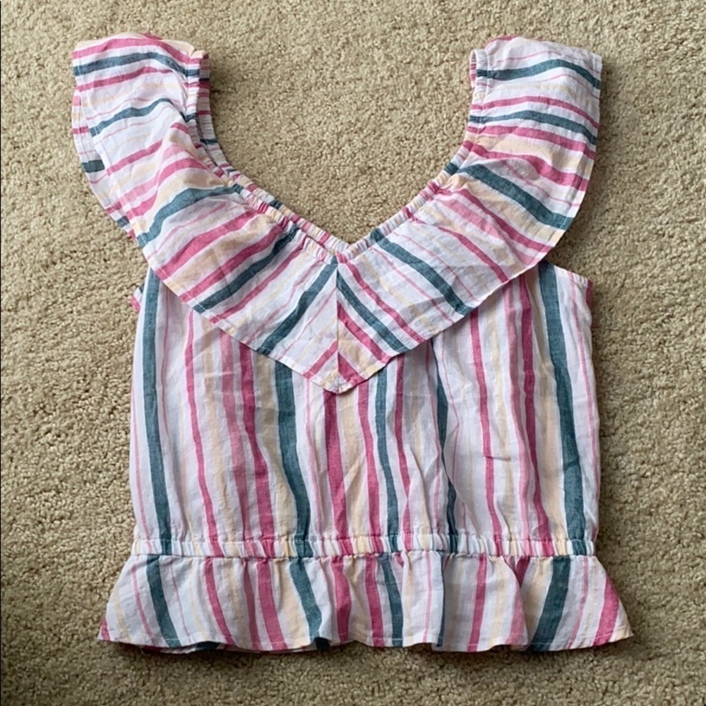 NWT express striped ruffle crop size large